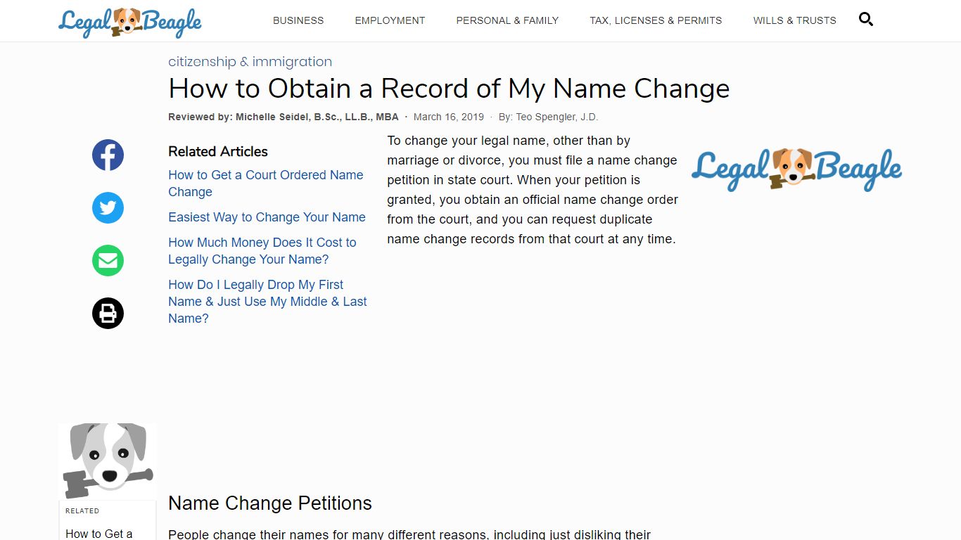 How to Obtain a Record of My Name Change | Legal Beagle